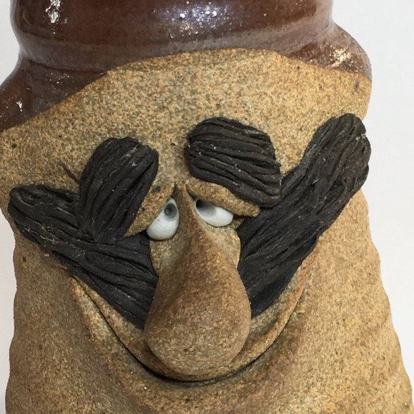 Mug Man Smiling Art Studio Pottery 3-D Face Glazed Stoneware Cup Mustache Nose - Picture 5 of 12